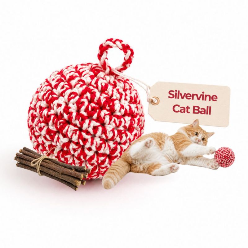 Pelota de Gato JAYU PET 7 cm Roja de Silvervine Hecha a Mano