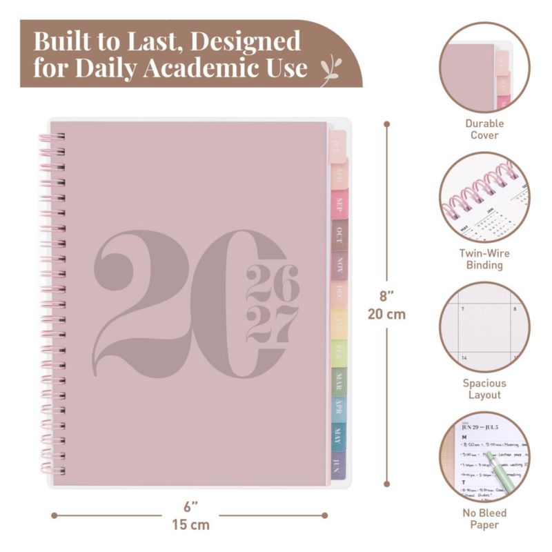 Planificador Rileys & Co 20 cm Rosa 2026‑2027 Diario