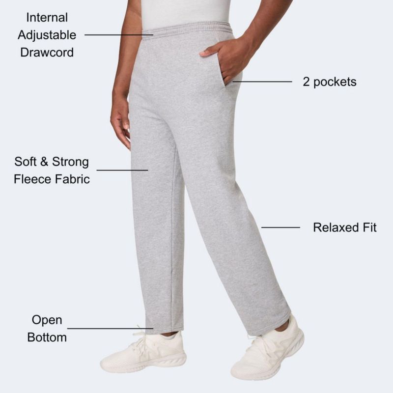 PANTALONES Hanes XXL Forro Polar Ligero Color Acero con Bajo Abierto