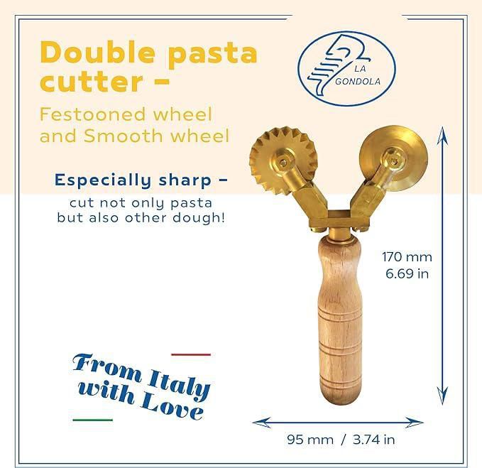 Cortapastas LA GONDOLA Doble Rueda de Latón y Madera