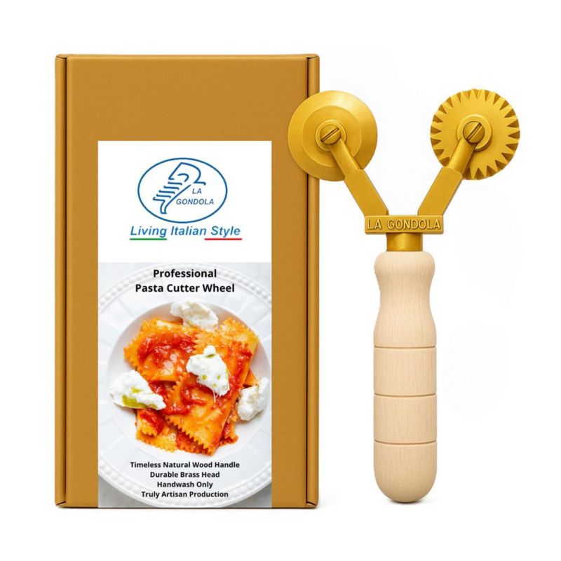 Cortapastas LA GONDOLA Doble Rueda de Latón y Madera
