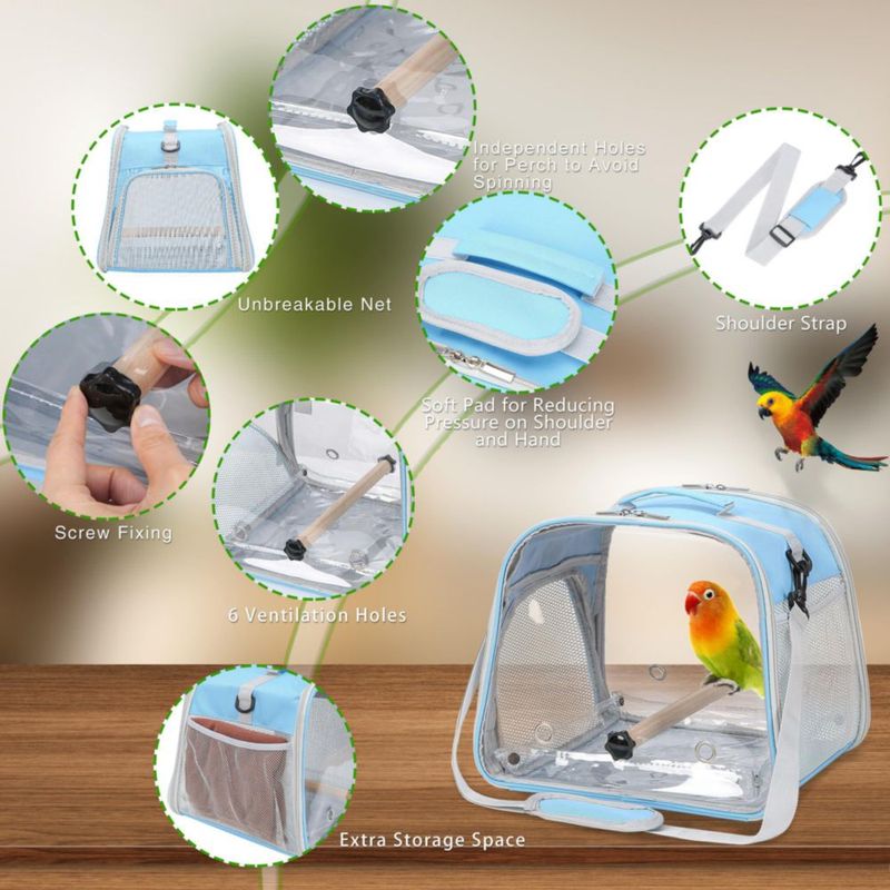 Transportín para Aves Suertree 32x29x28 cm Azul Ligero