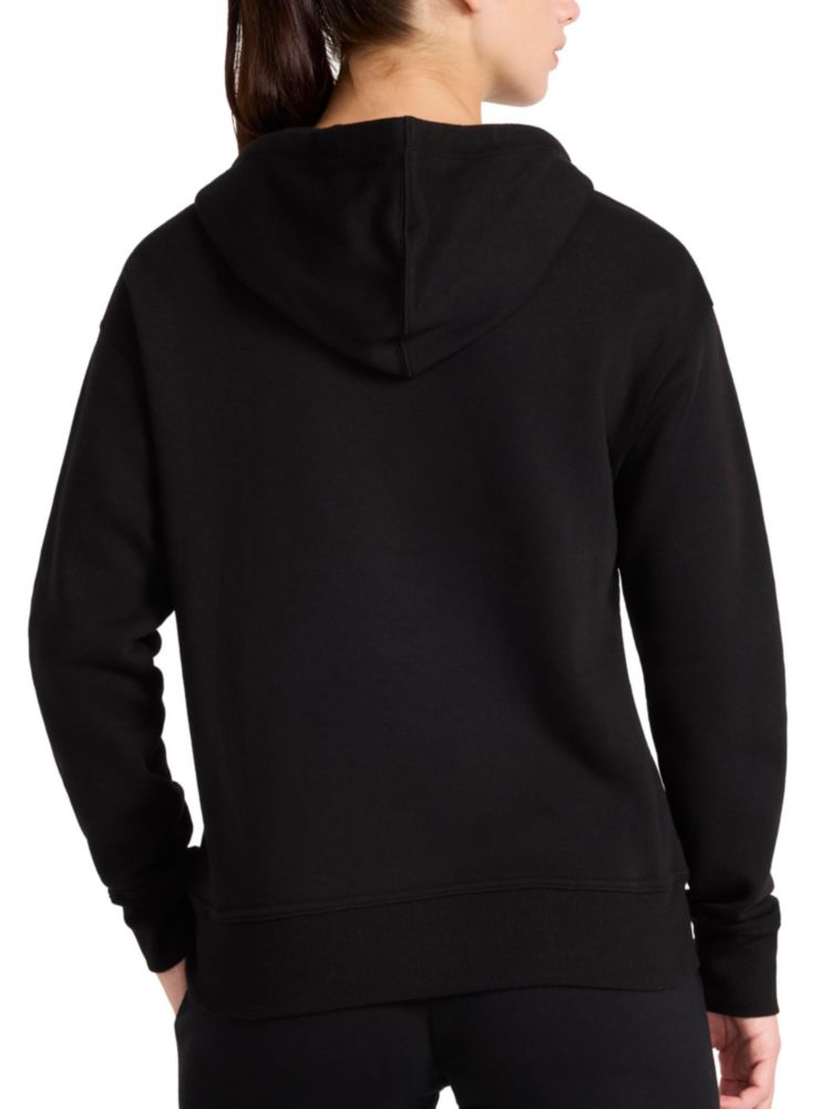 Sudadera Reebok con lentejuelas y cremallera completa negra talla grande