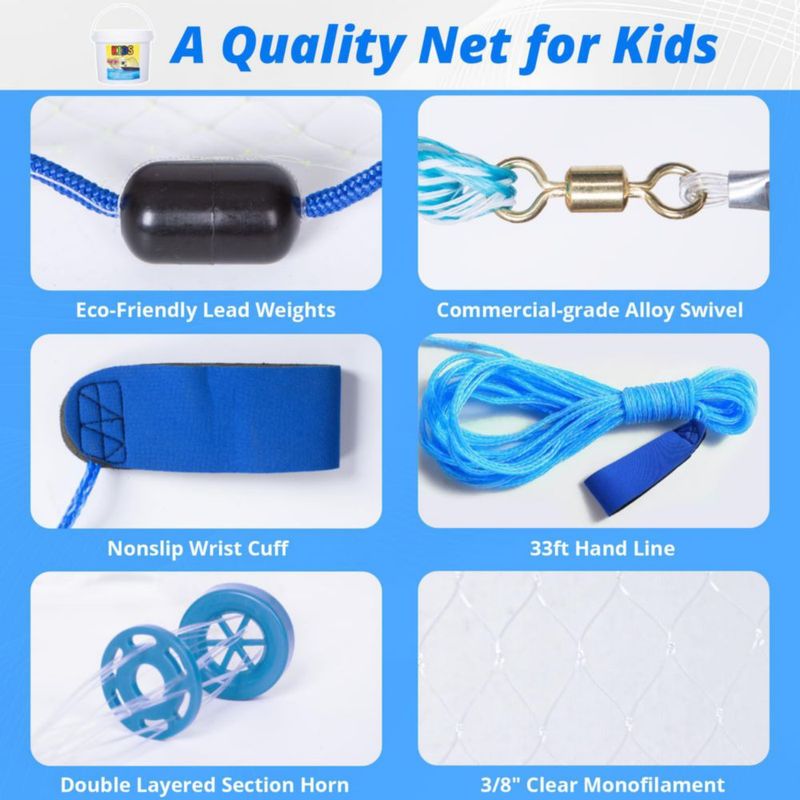 Red de lanzamiento NestSprout 14 m malla 3/8" para niños y principiantes