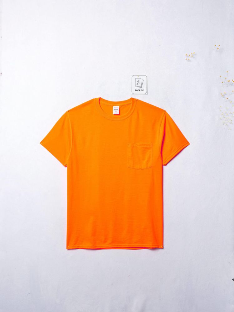 Camiseta Hanes Workwear para hombre pack de 2 Naranja de Seguridad XL