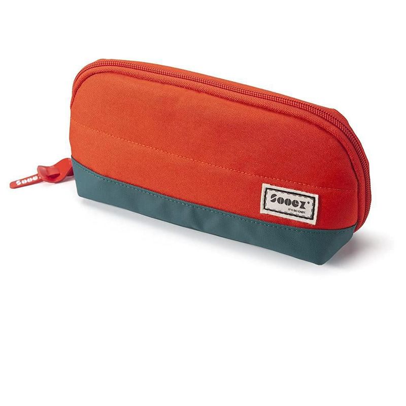 Estuche para lápices y bolígrafos Sooez de apertura amplia naranja triangular