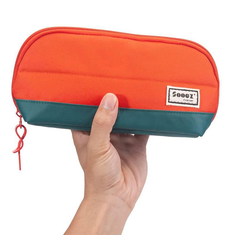 Estuche para lápices y bolígrafos Sooez de apertura amplia naranja triangular