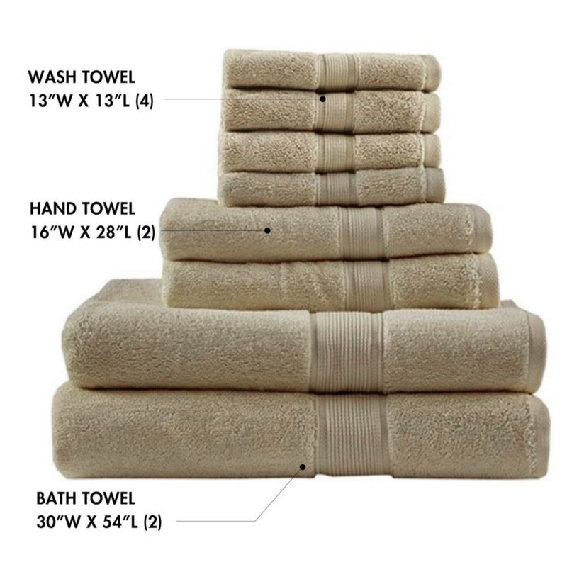 Juego de Toallas Madison Park 8 piezas 800 GSM Beige