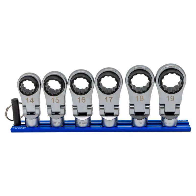 Juego de 6 piezas VIM 14‑19 mm con carraca de 3/8" y cabeza flexible offset