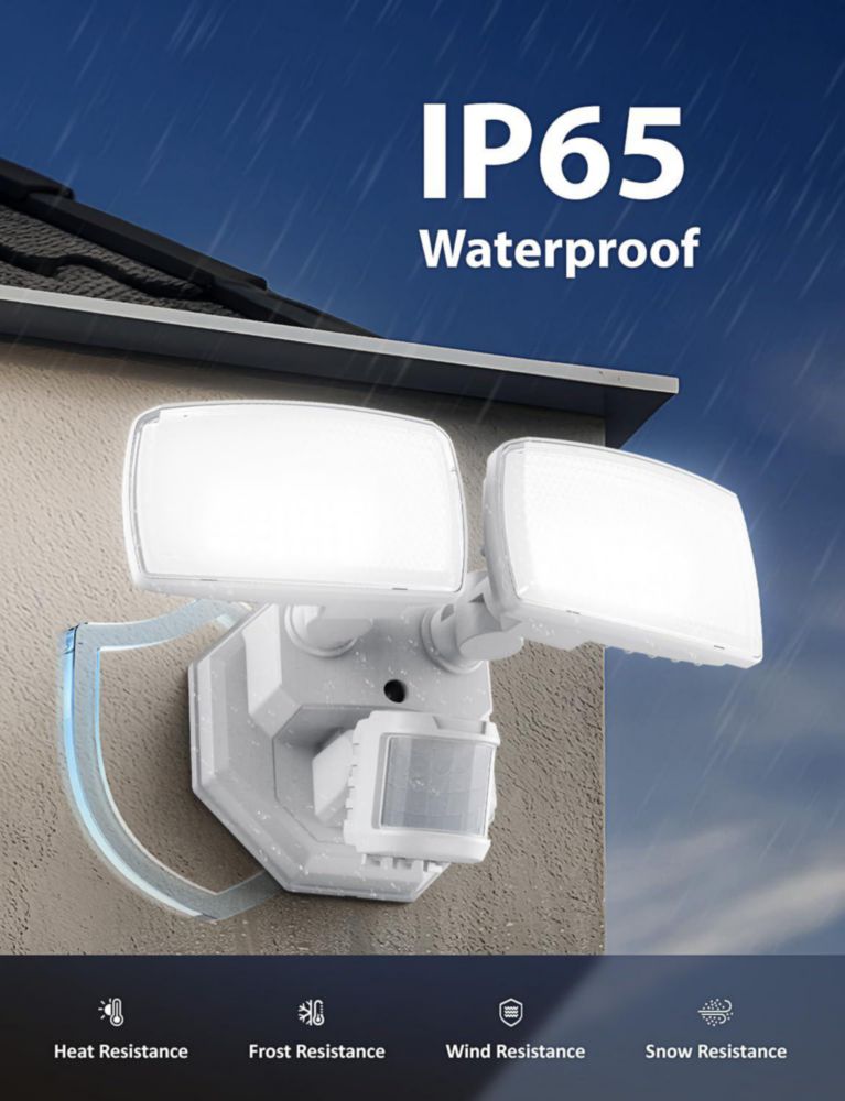 Luces exteriores Onforu 32W de 2 cabezas con sensor de movimiento – paquete de 2