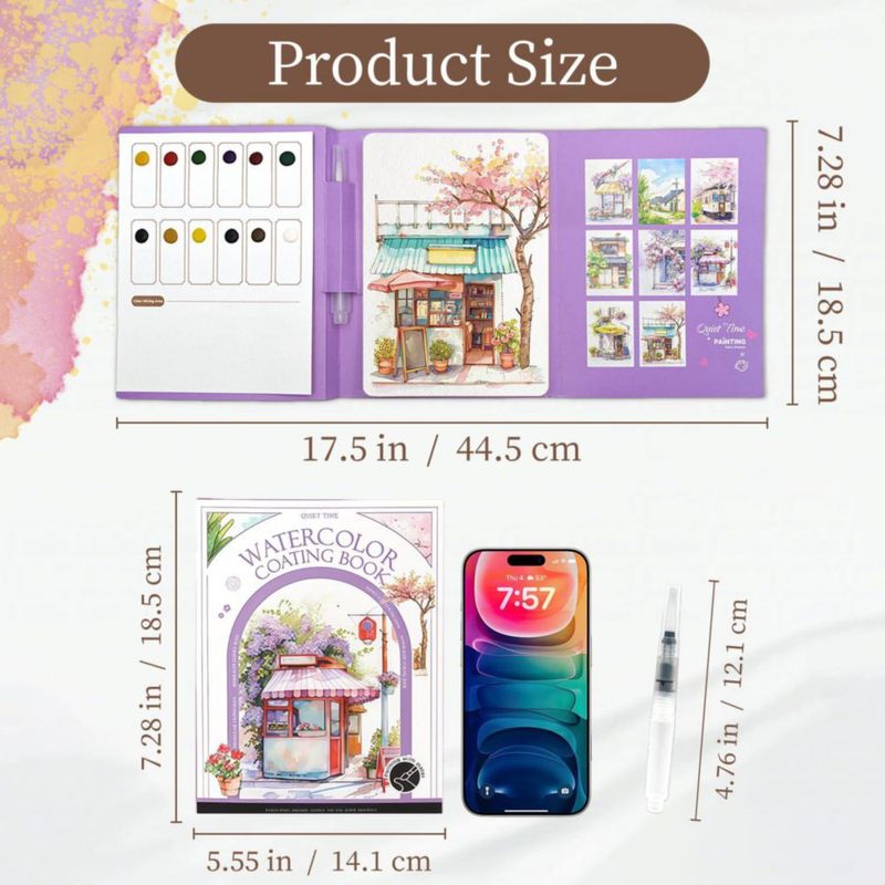 Libro de Acuarela NaTuGi Pack de 2 para Adultos - Kit de Colorear