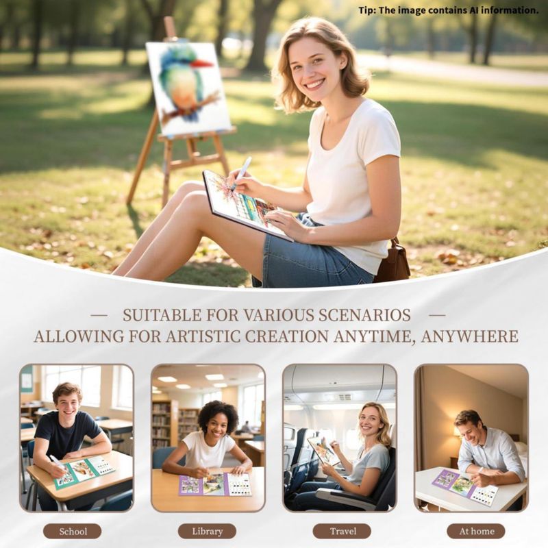 Libro de Acuarela NaTuGi Pack de 2 para Adultos - Kit de Colorear