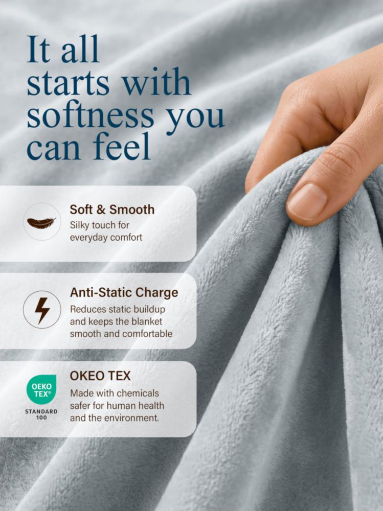 Manta Utopia Bedding 229 × 229 cm Gris Claro Polar