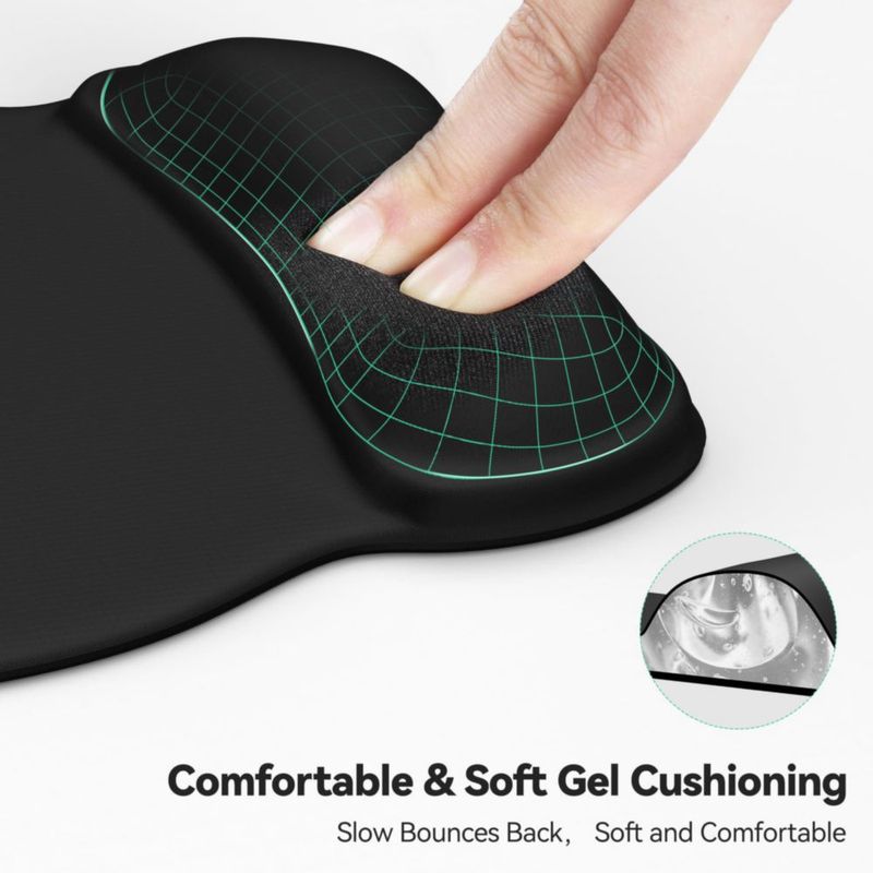 Alfombrilla de ratón TECKNET con reposamuñecas de gel – Negro