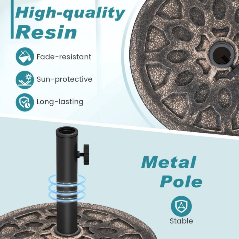 Base para Sombrilla Tangkula 44 cm de Alta Resistencia Resina con Acabado Bronce