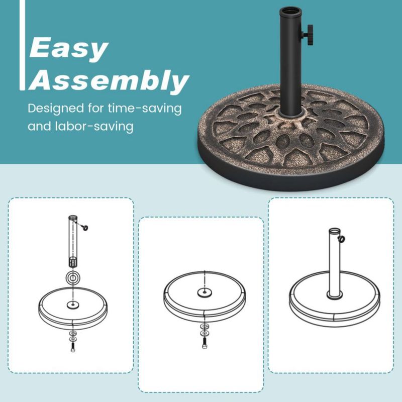 Base para Sombrilla Tangkula 44 cm de Alta Resistencia Resina con Acabado Bronce