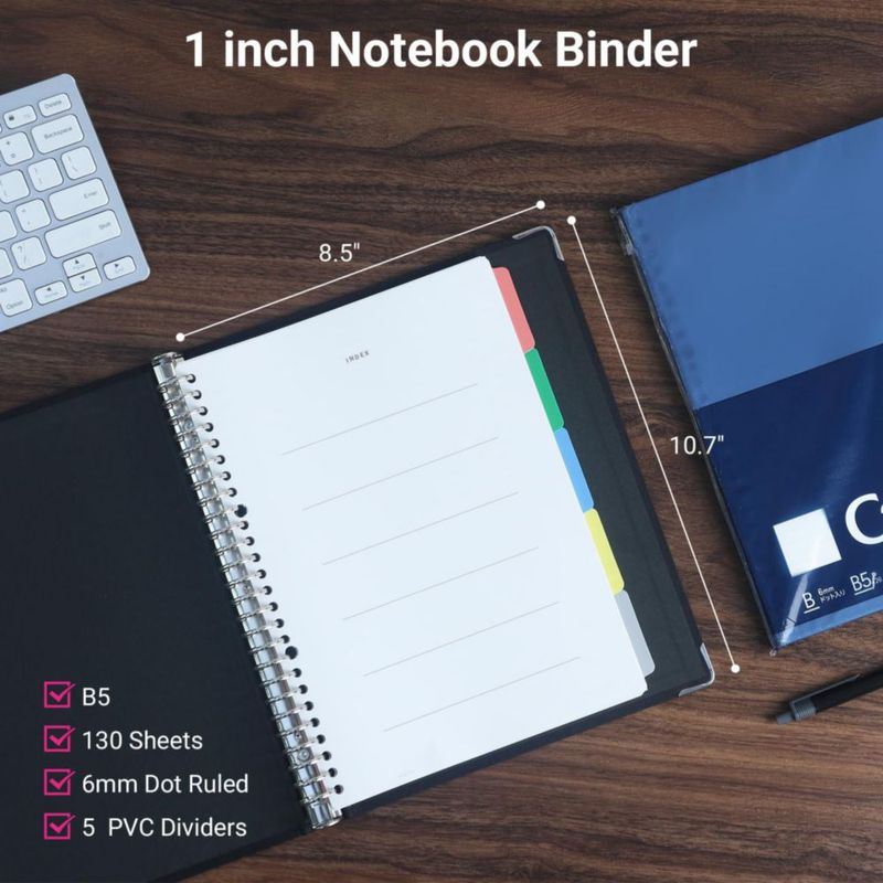 Cuaderno KOKUYO B5 Recargable de 5 Secciones Negro