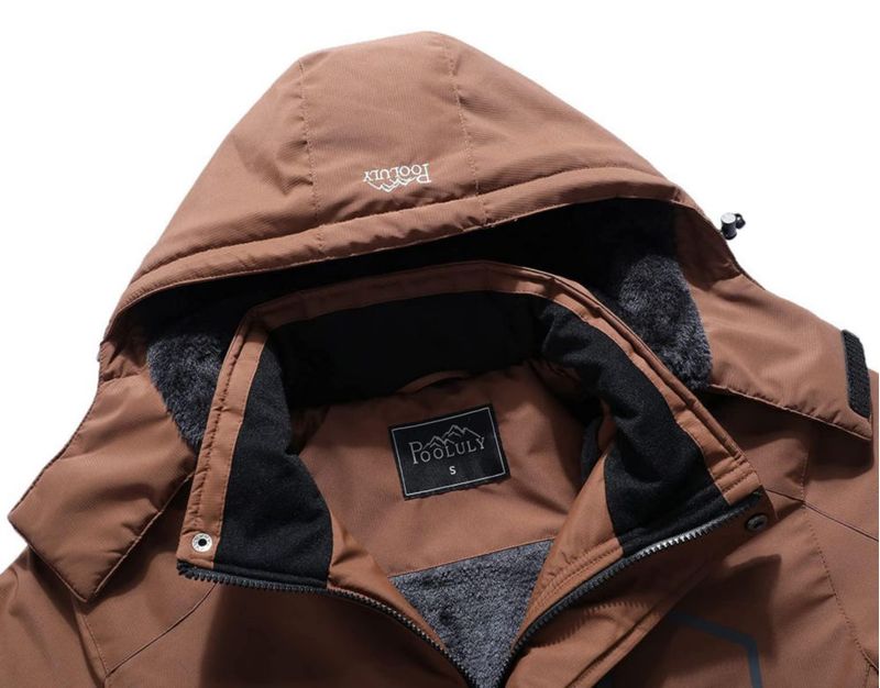 Chaqueta de esquí Pooluly impermeable y cortaviento marrón - M