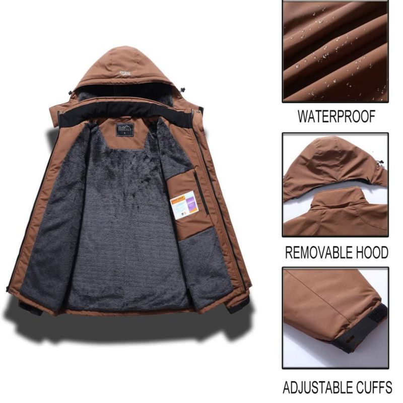Chaqueta de esquí Pooluly impermeable y cortaviento marrón - M