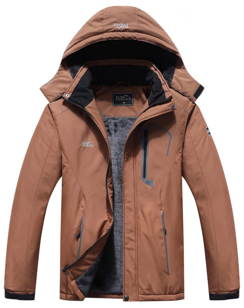 Chaqueta de esquí Pooluly impermeable y cortaviento marrón - M