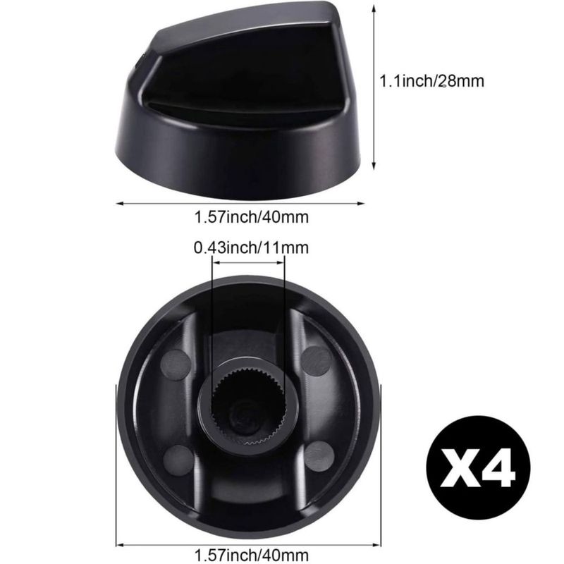 Perillas para estufa Jetec Pack de 4 + 12 adaptadores negro