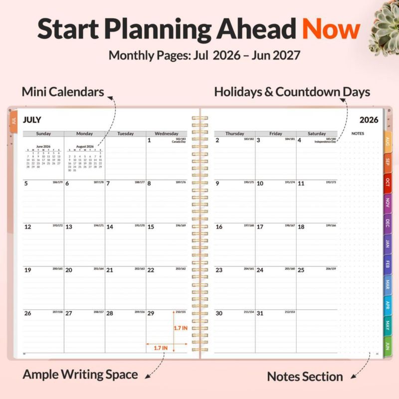 Agenda SUNEE 216 cm x 279 cm 2026‑2027 Espiral