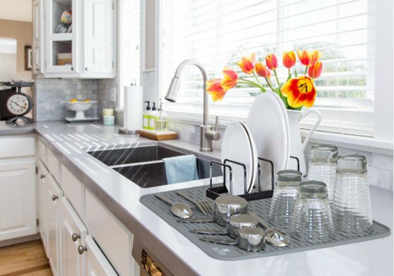 Tapete para secar platos Homeway Essentials 53x46 cm gris XL