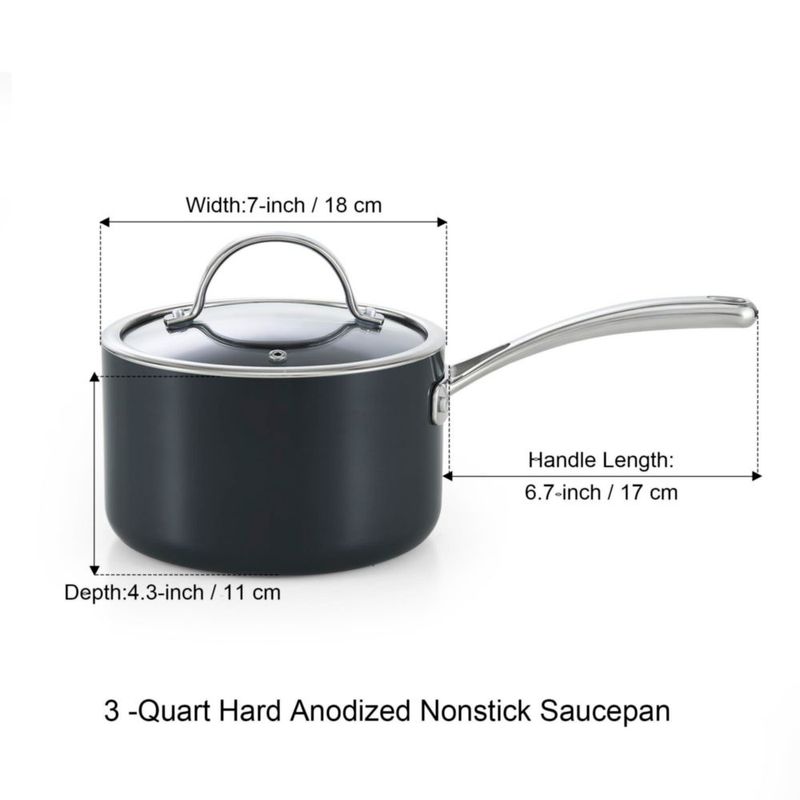 Cacerola Cooks Standard de 3 L antiadherente con tapa de vidrio