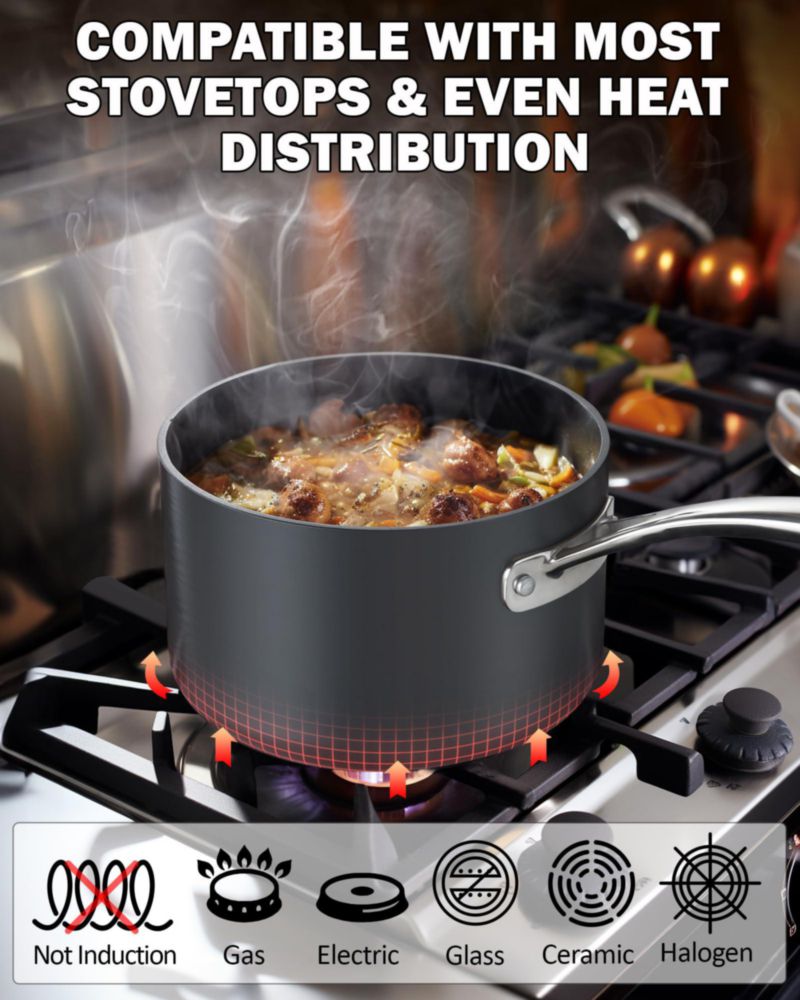 Cacerola Cooks Standard de 3 L antiadherente con tapa de vidrio