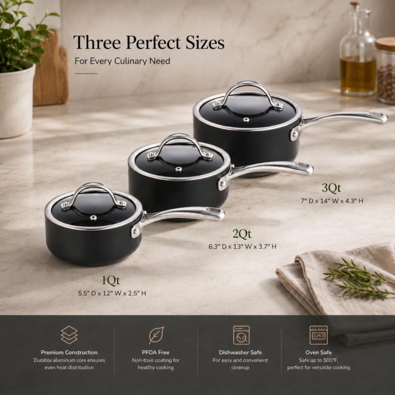 Cacerola Cooks Standard de 3 L antiadherente con tapa de vidrio