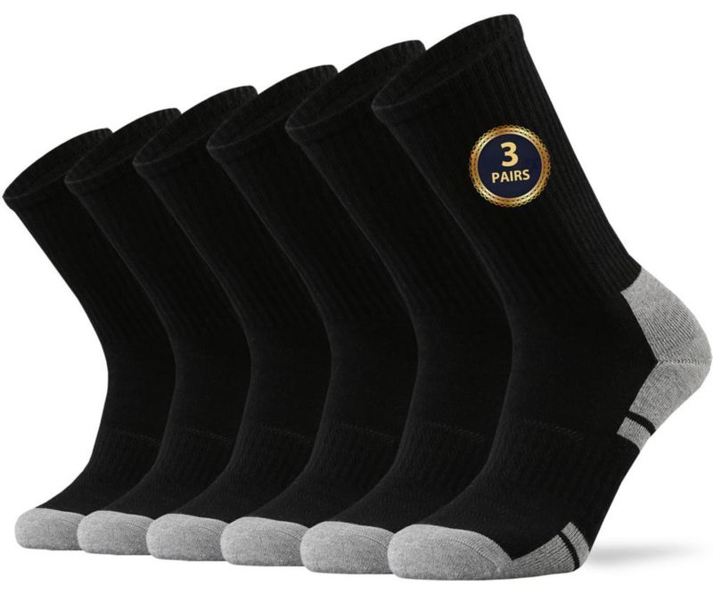 Calcetines Ortis Crew Negro Talla L (3 pares) Deportivos con Amortiguación