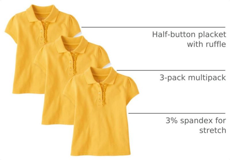 CAMISA POLO The Children’s Place – Pack de 3 color amarillo talla 5 años