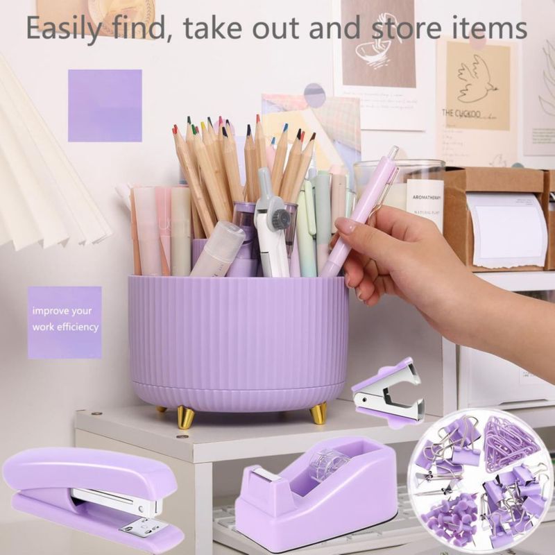 Organizador de escritorio suniya 16 piezas – Set de suministros de oficina morado