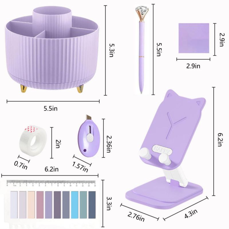 Organizador de escritorio suniya 16 piezas – Set de suministros de oficina morado
