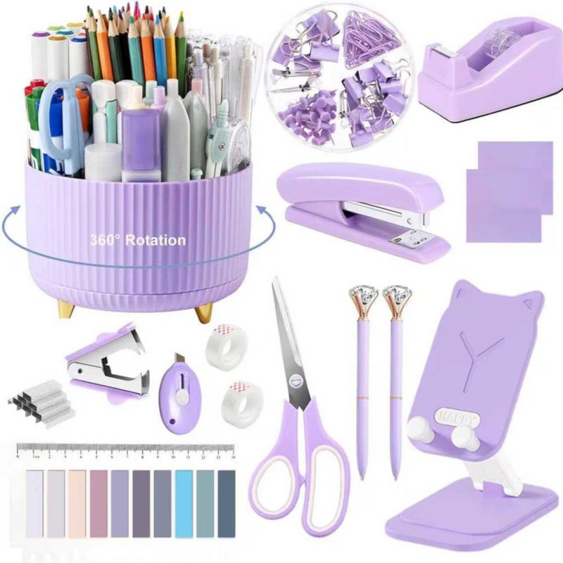 Organizador de escritorio suniya 16 piezas – Set de suministros de oficina morado