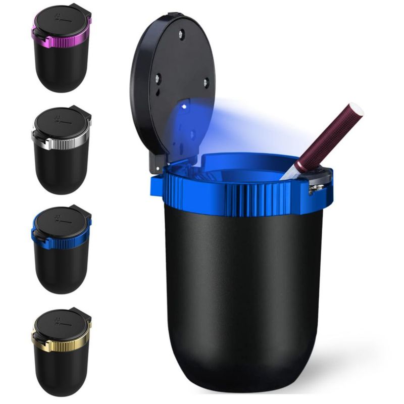 Cenicero para coche Windshoon 10x7x5 cm con LED azul portátil