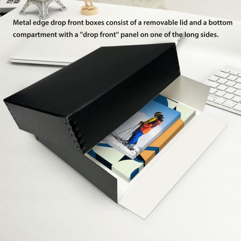 Caja de archivo Lineco 22x27x8 cm negra - juego de 2