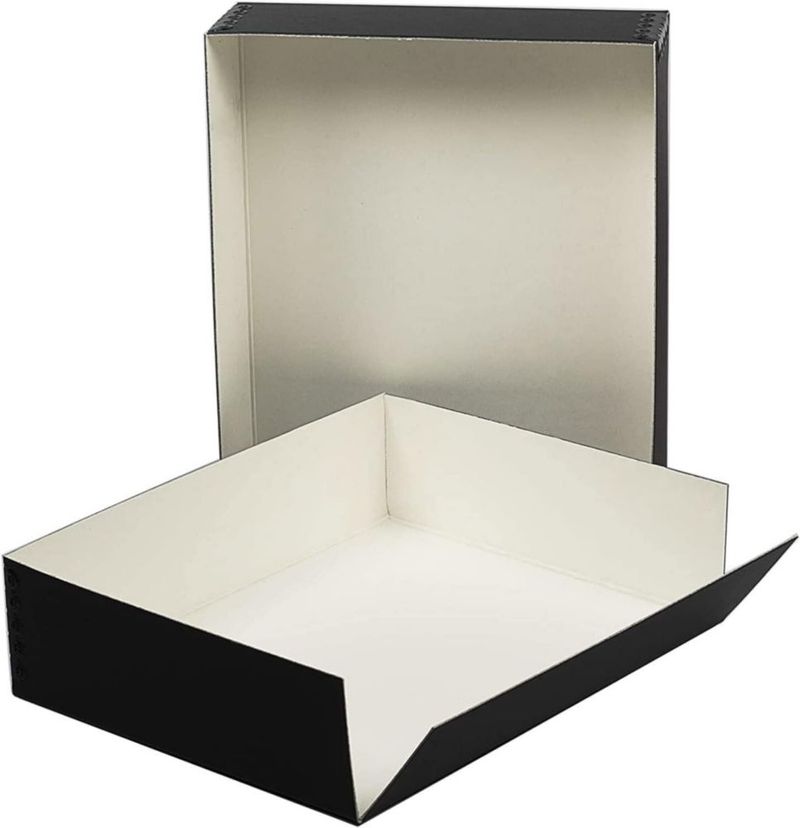 Caja de archivo Lineco 22x27x8 cm negra - juego de 2