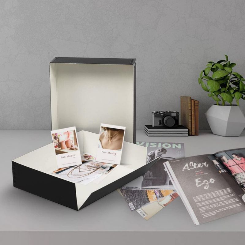 Caja de archivo Lineco 22x27x8 cm negra - juego de 2