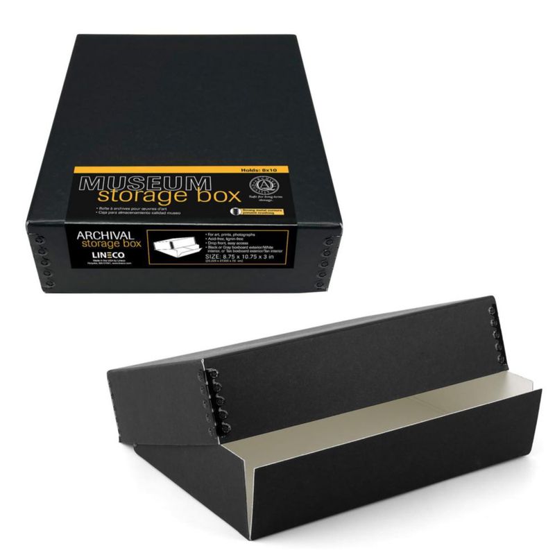 Caja de archivo Lineco 22x27x8 cm negra - juego de 2
