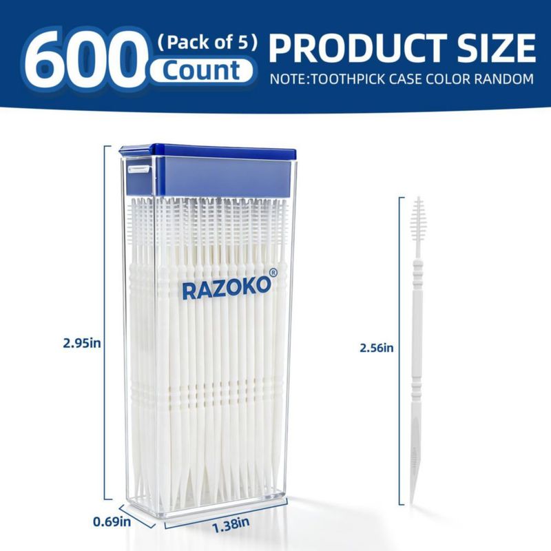 Palillos interdentales de plástico RAZOKO 600 uds (blanco)
