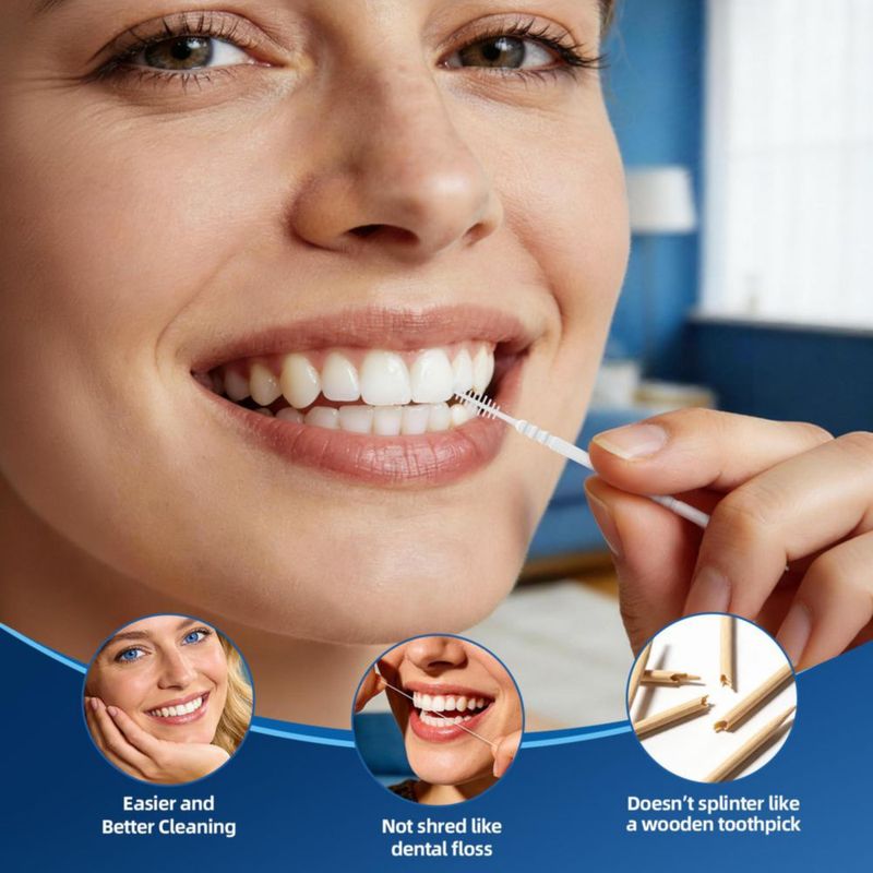 Palillos interdentales de plástico RAZOKO 600 uds (blanco)