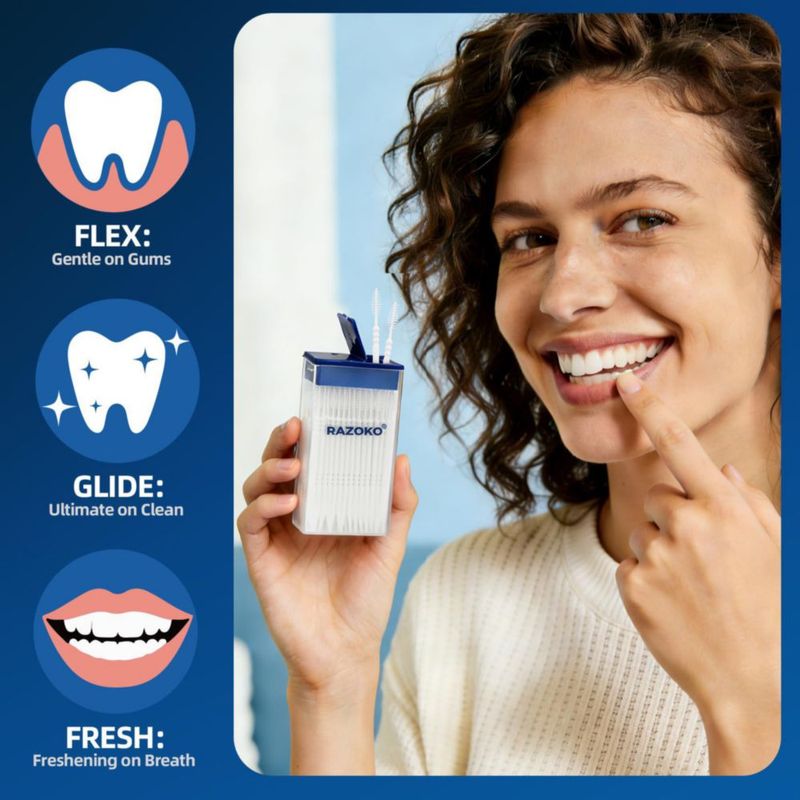 Palillos interdentales de plástico RAZOKO 600 uds (blanco)