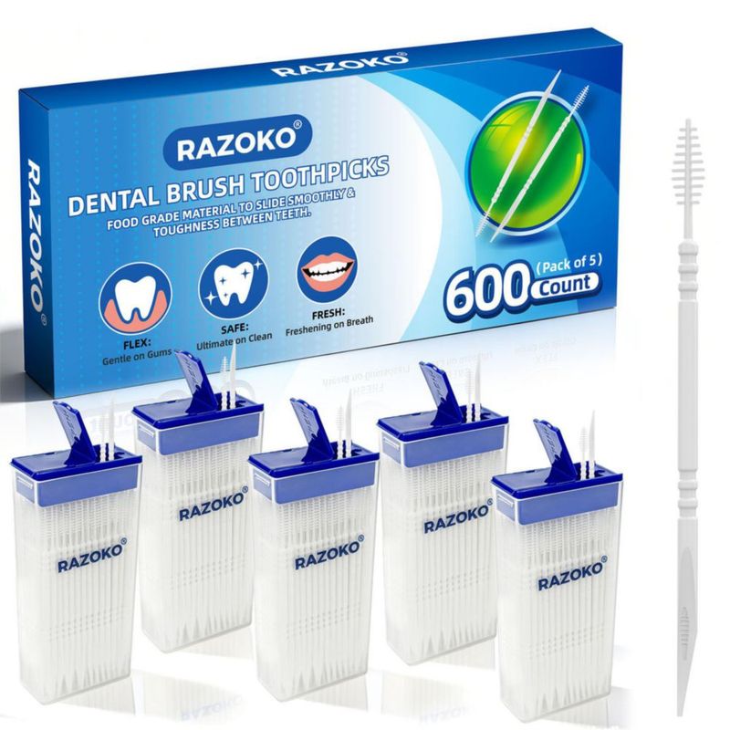 Palillos interdentales de plástico RAZOKO 600 uds (blanco)