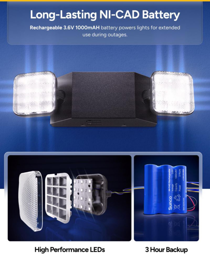 Luz de Emergencia Sunco Lighting - Pack de 6 unidades con respaldo de 90 min
