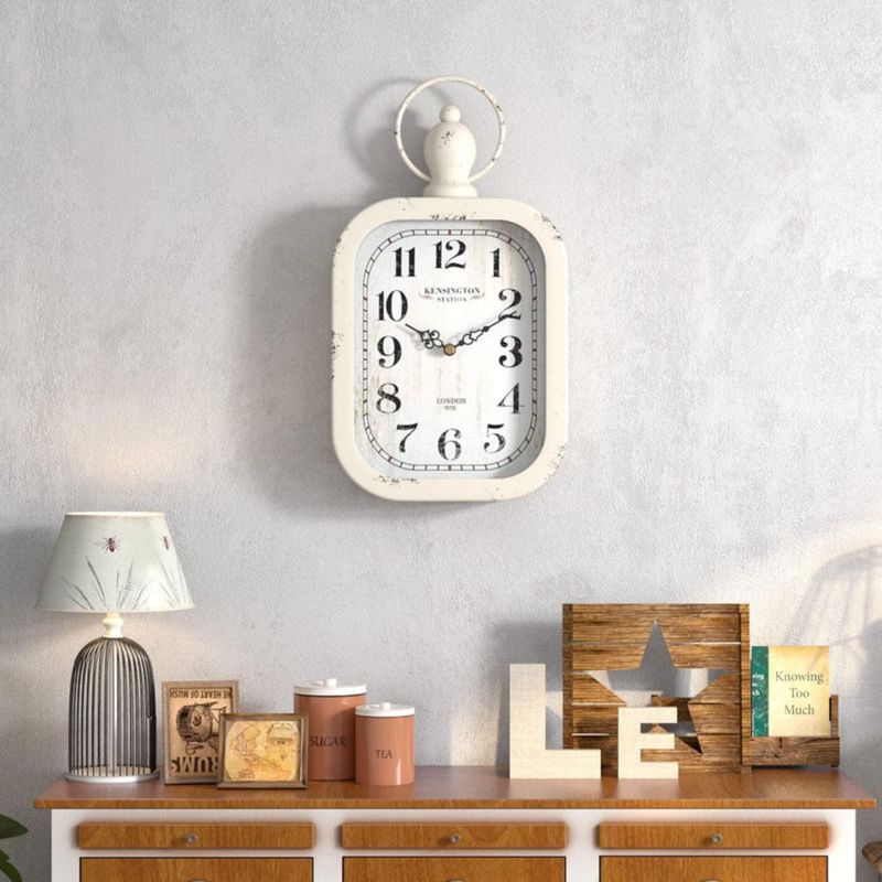 Reloj de pared Menterry 28x15 cm blanco retro vintage