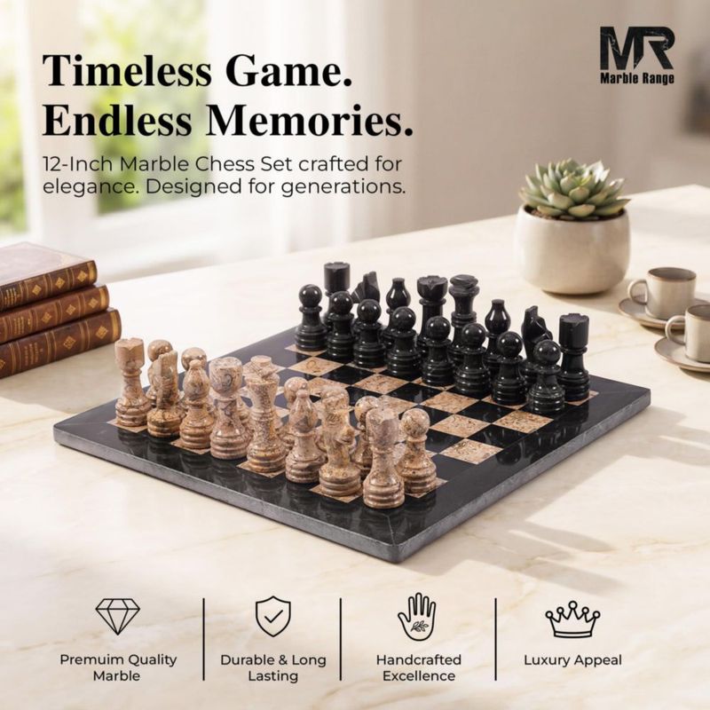 Set de ajedrez MARBLE RANGE de mármol 30 cm 32 piezas