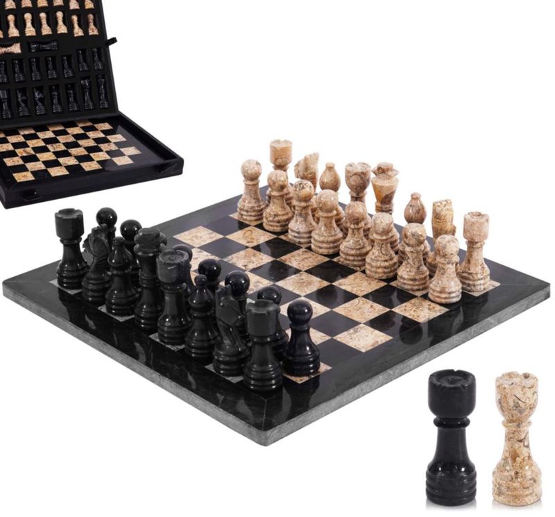 Set de ajedrez MARBLE RANGE de mármol 30 cm 32 piezas
