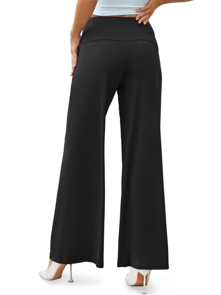 Pantalones Palazzo Arolina Negro Pierna Ancha Cintura Alta
