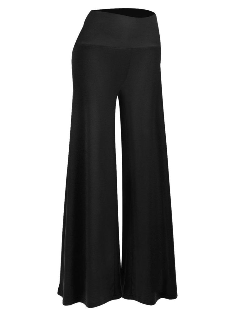Pantalones Palazzo Arolina Negro Pierna Ancha Cintura Alta